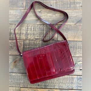 Lee Sands Vintage Red Genuine Eel Skin Crossbody Bag